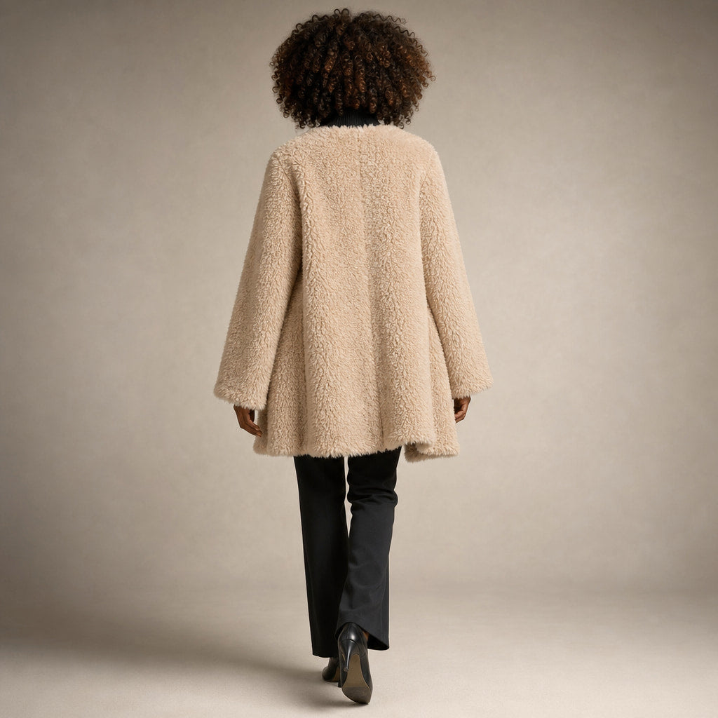 Olivia Couture Shearling Coat Khaki Beige – Full Look