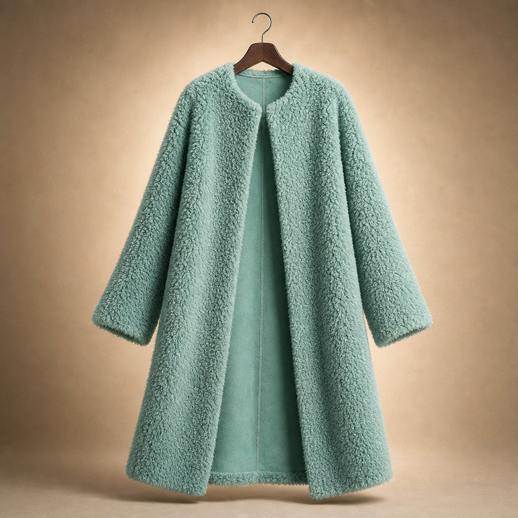 Olivia Couture Shearling Coat Mint Green – Product Photo