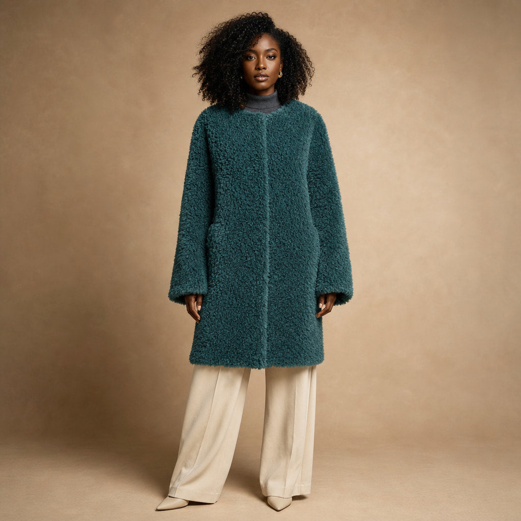 Olivia Couture Shearling Coat in Mint Green – Mampierimoda Premium Womenswear