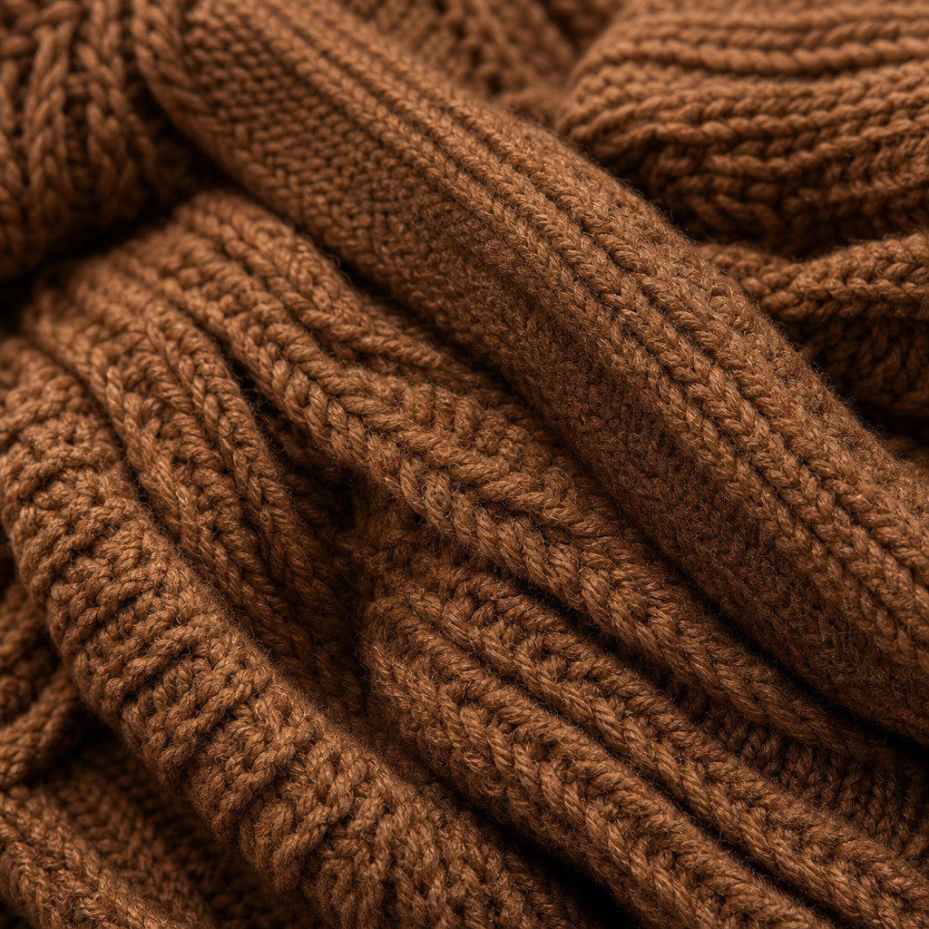 Oversized Cable Knit Cardigan Brown – Fabric and Detail Close-Up