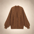 Oversized Cable Knit Cardigan Brown – Product Photo