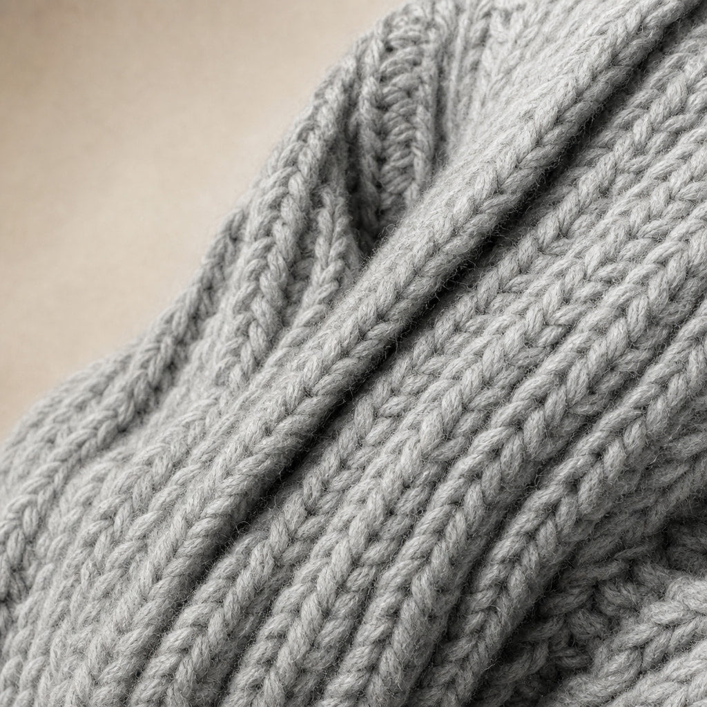 Oversized Sleeve Knit Cardigan Light Gray – Fabric and Detail Close-Up