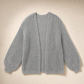 Oversized Sleeve Knit Cardigan Light Gray – Product Photo