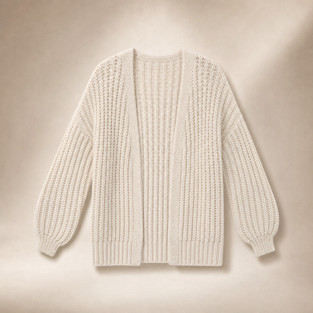 Oversized Sleeve Knit Cardigan White – Product Photo