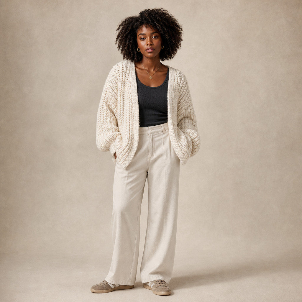 Oversized Sleeve Knit Cardigan in White – Mampierimoda Premium Womenswear