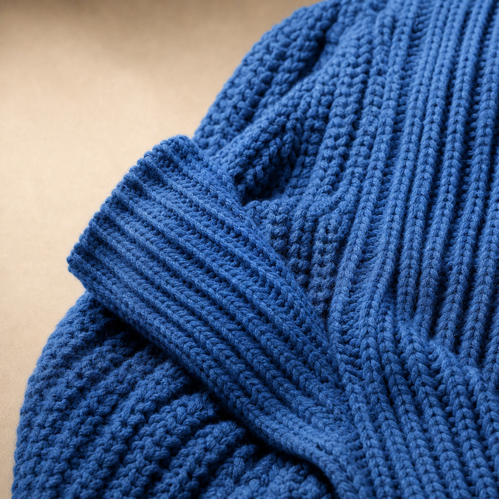 Oversized Split Knit Cardigan Blue – Fabric and Detail Close-Up