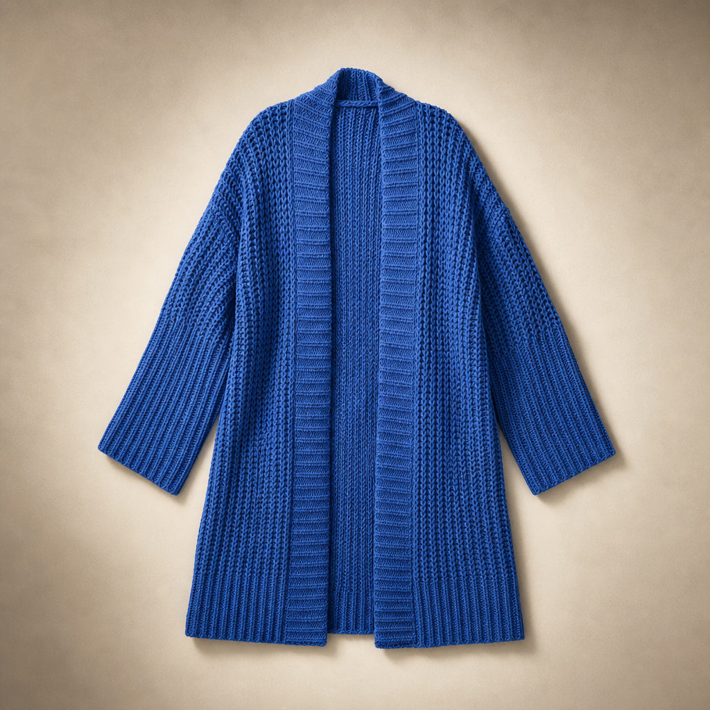 Oversized Split Knit Cardigan Blue – Product Photo
