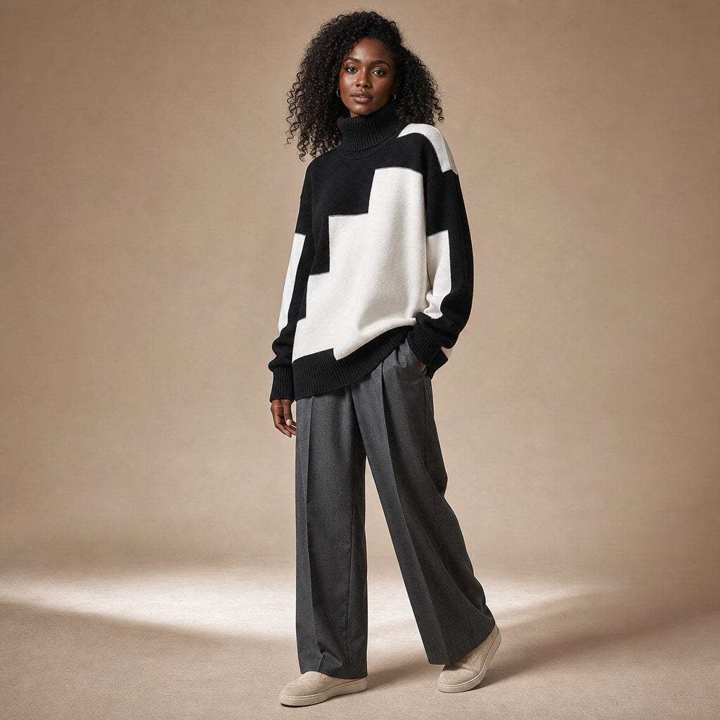 Paloma Knit Turtleneck White – Side Angle View