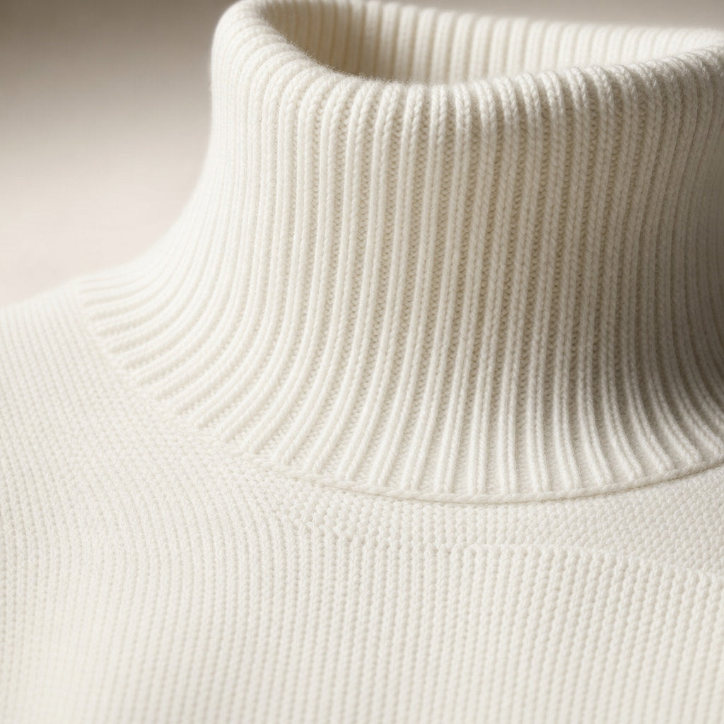 Paloma Knit Turtleneck White – Fabric and Detail Close-Up