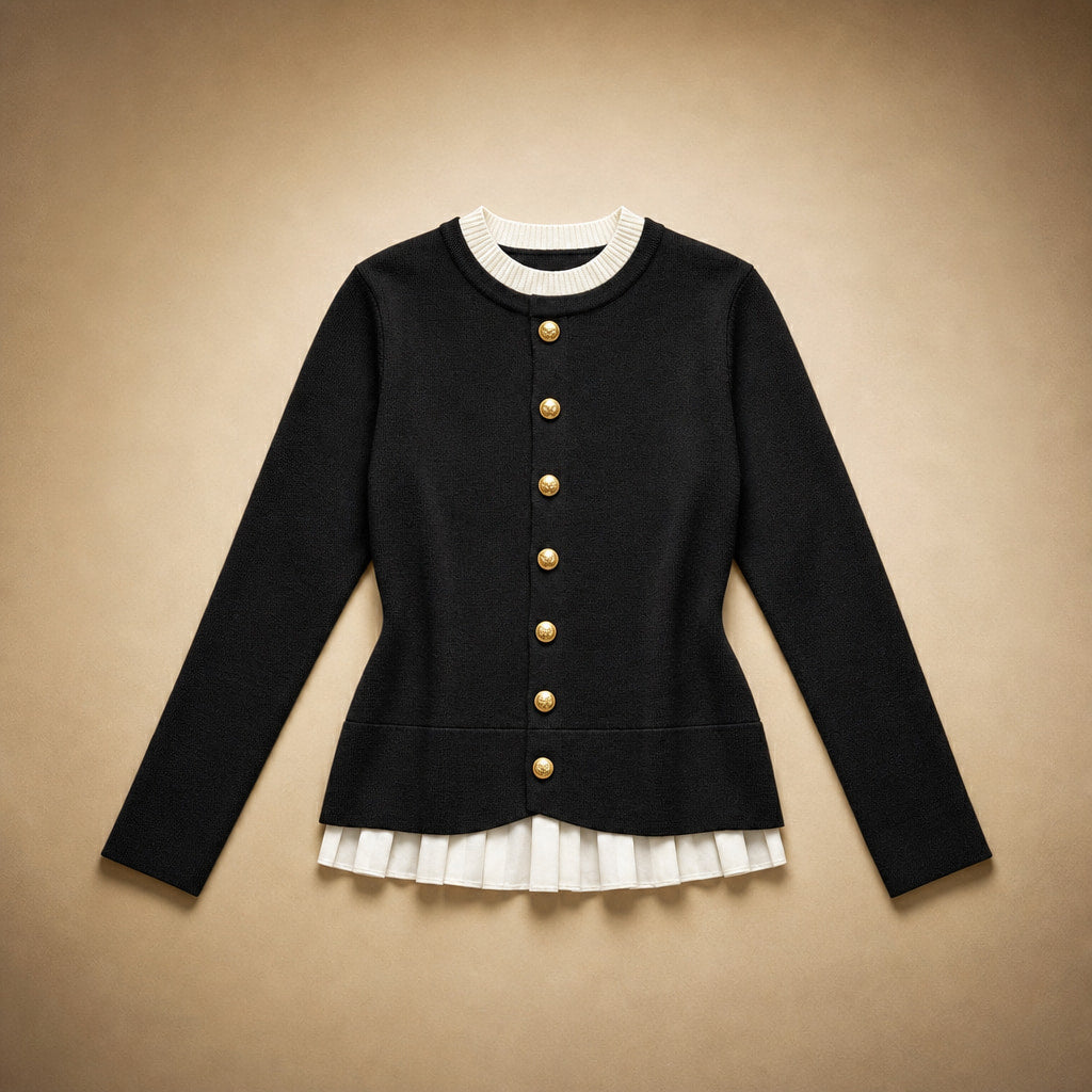 Pearl Couture Merino Wool Sweater Midnight Black – Product Photo