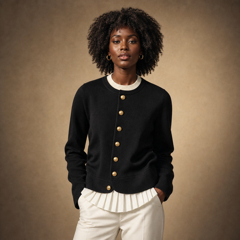 Pearl Couture Merino Wool Sweater in Midnight Black – Mampierimoda Premium Womenswear