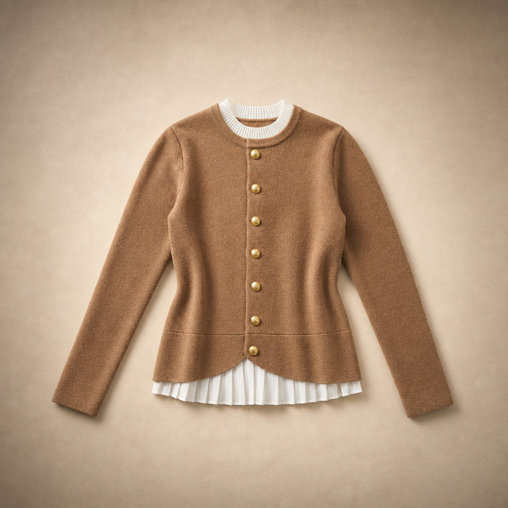 Pearl Couture Merino Wool Sweater Mocha Brown – Product Photo