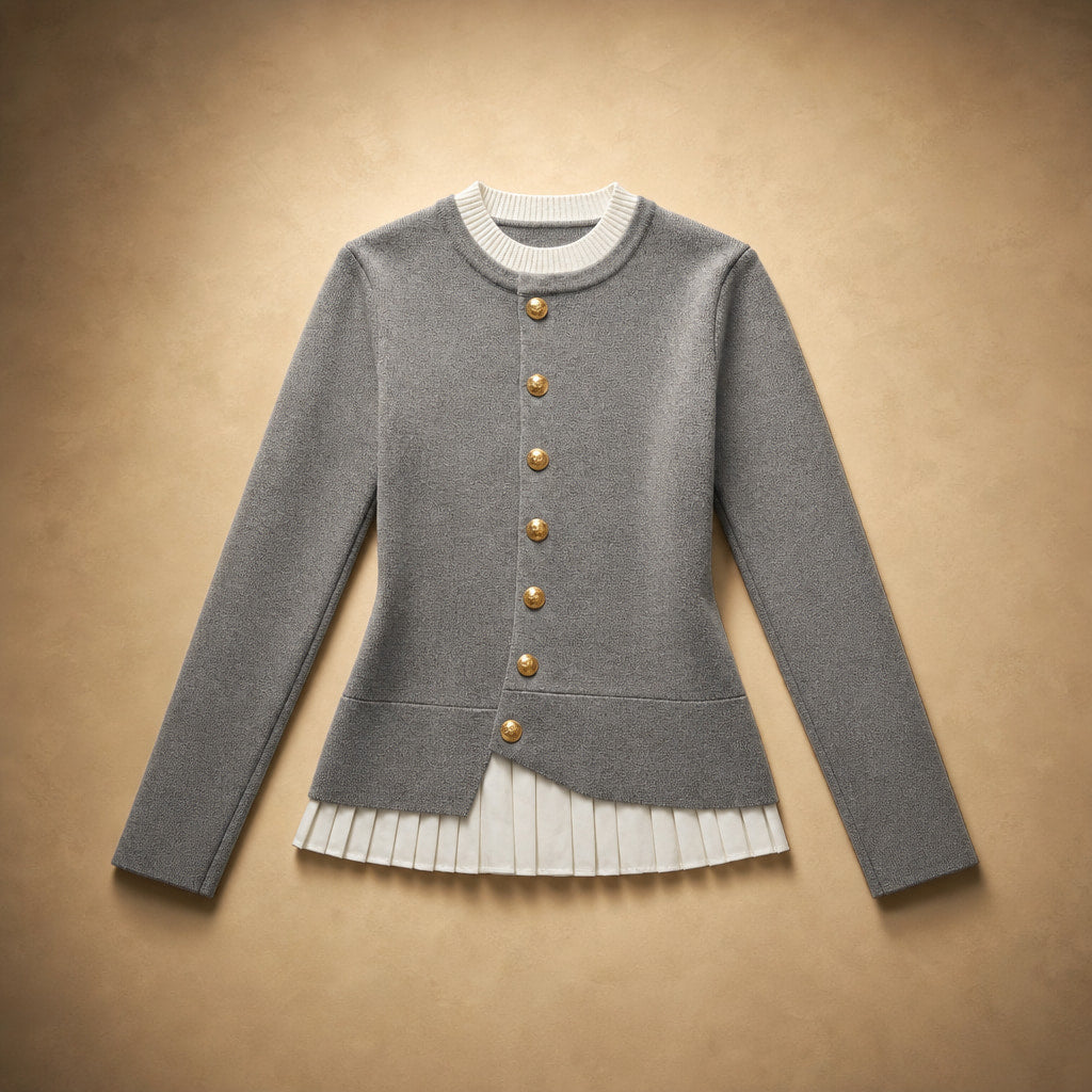 Pearl Couture Merino Wool Sweater Stone Gray – Product Photo