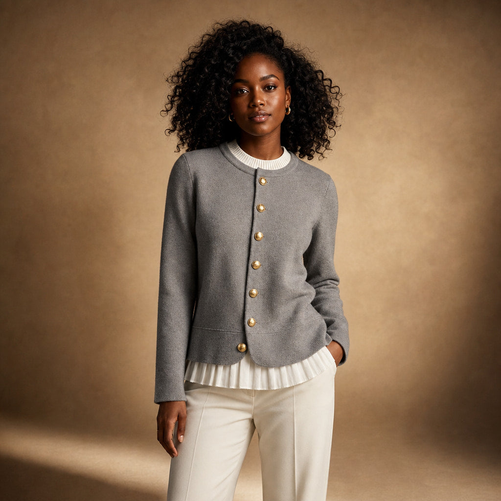 Pearl Couture Merino Wool Sweater in Stone Gray – Mampierimoda Premium Womenswear