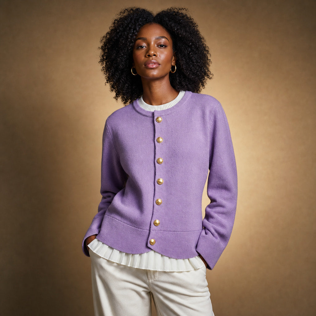 Pearl Couture Merino Wool Sweater in Violet Purple – Mampierimoda Premium Womenswear