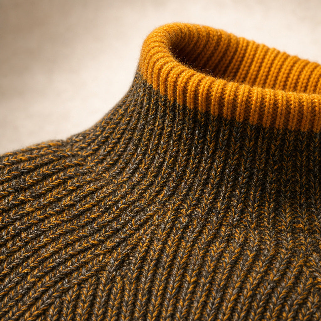 Romy-Pearl Turtleneck Sweater Brown – Fabric and Detail Close-Up