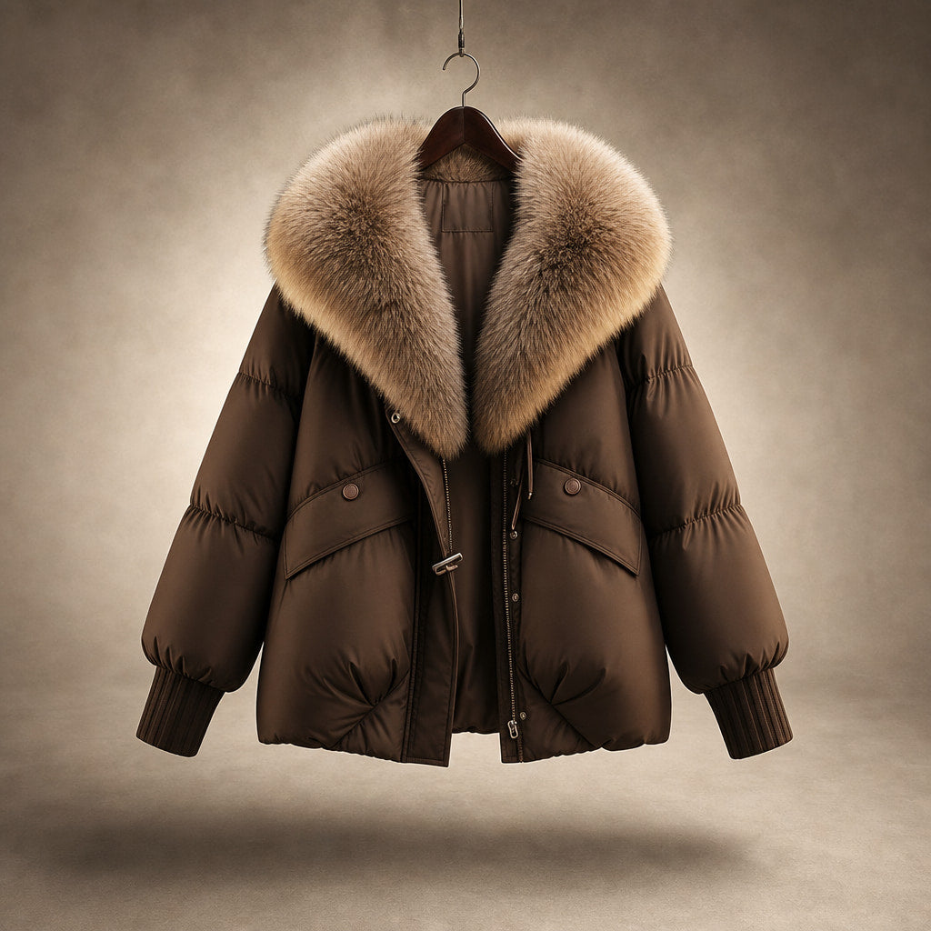Scarlett Prestige Fur Short Coat Cocoa Brown – Product Photo
