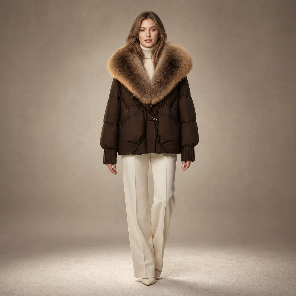Scarlett Prestige Fur Short Coat in Cocoa Brown – Mampierimoda Premium Womenswear