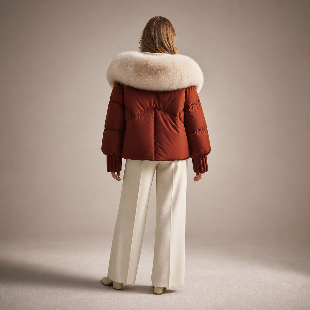 Scarlett Prestige Fur Short Coat Crimson Red – Full Look