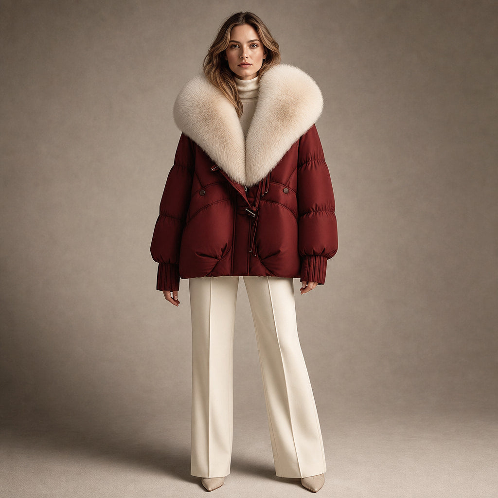 Scarlett Prestige Fur Short Coat in Crimson Red – Mampierimoda Premium Womenswear