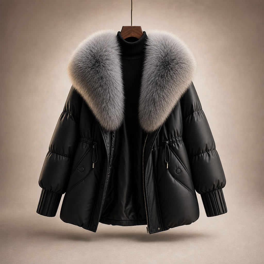 Scarlett Prestige Fur Short Coat Midnight Black – Product Photo