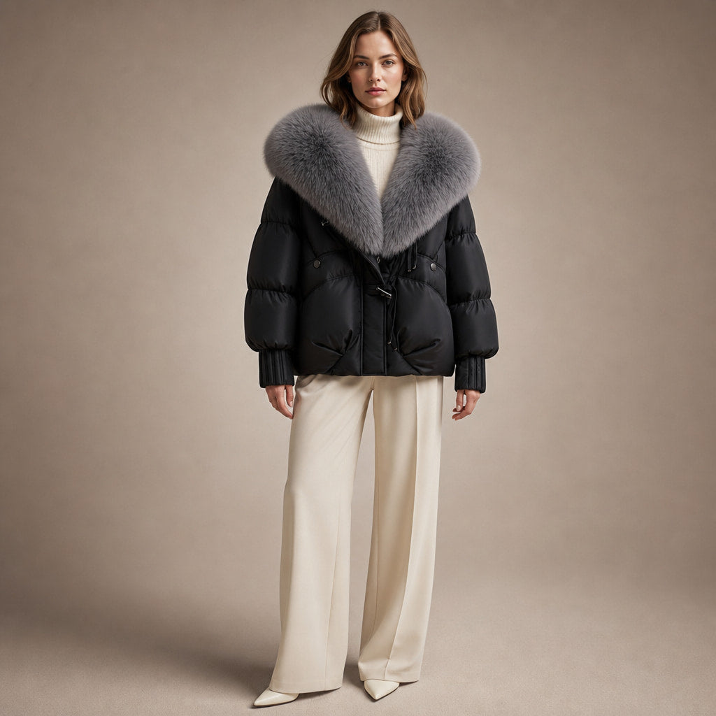 Scarlett Prestige Fur Short Coat in Midnight Black – Mampierimoda Premium Womenswear