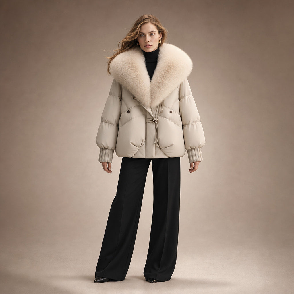 Scarlett Prestige Fur Short Coat in Pearl White – Mampierimoda Premium Womenswear
