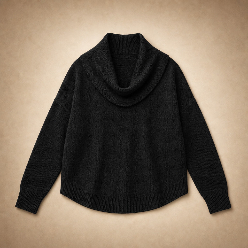 Sibylla Cowl Neck Sweater Black – Product Photo