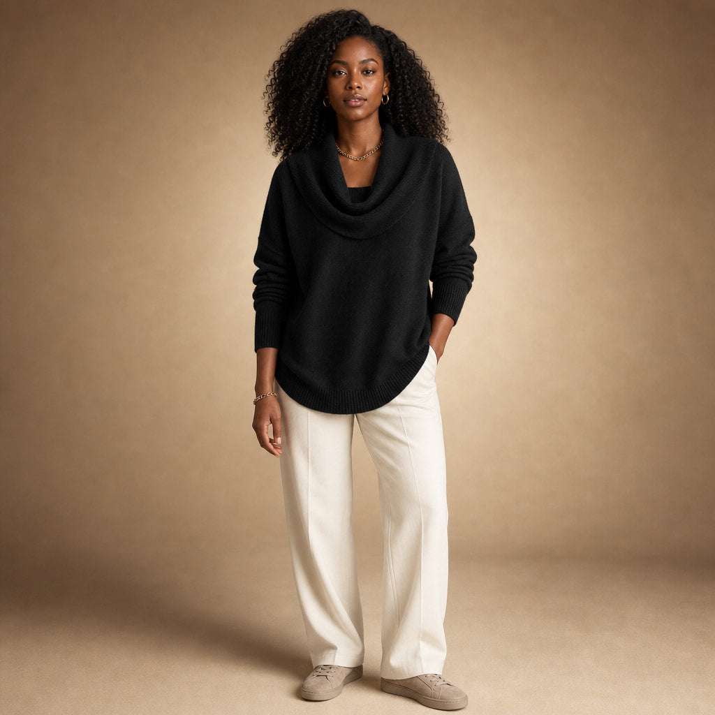 Sibylla Cowl Neck Sweater in Black – Mampierimoda Premium Womenswear