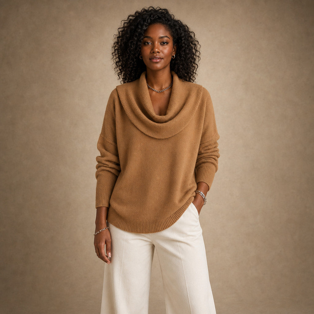 Sibylla Cowl Neck Sweater in Brown – Mampierimoda Premium Womenswear