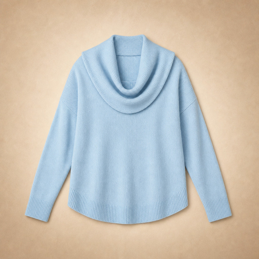 Sibylla Cowl Neck Sweater Light Blue – Product Photo