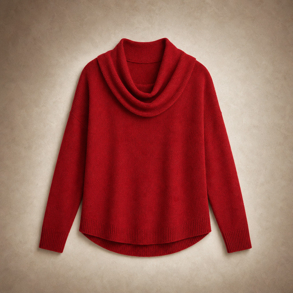 Sibylla Cowl Neck Sweater Red – Product Photo