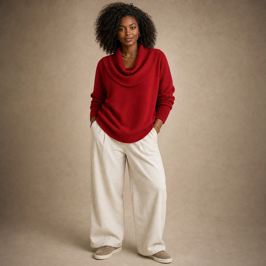 Sibylla Cowl Neck Sweater in Red – Mampierimoda Premium Womenswear