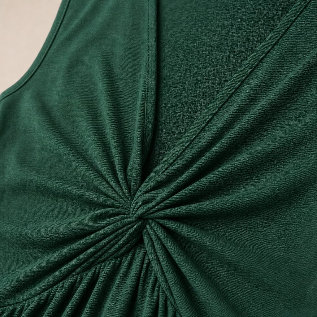 Sleeveless A Line Mini Dress Summer Green – Fabric and Detail Close-Up