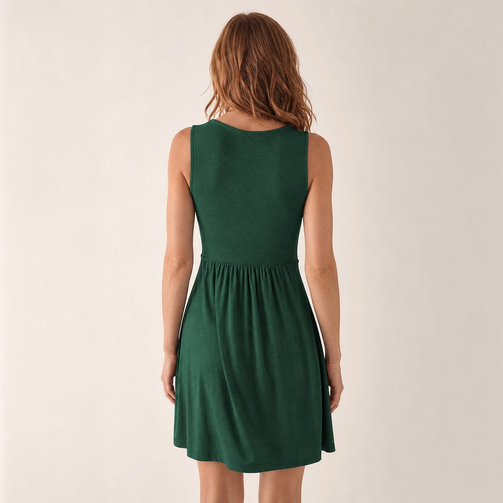 Sleeveless A Line Mini Dress Summer Green – Full Look