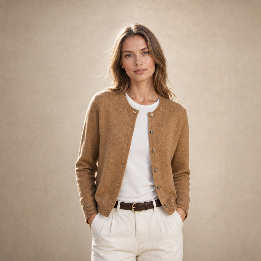 Soft Button Cardigan in Beige – Mampierimoda Premium Womenswear