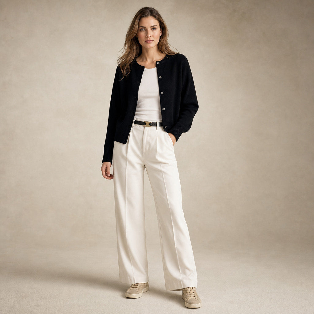 Soft Button Cardigan Black – Full Look