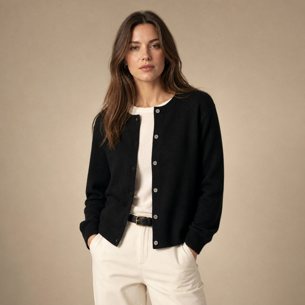 Soft Button Cardigan in Black – Mampierimoda Premium Womenswear