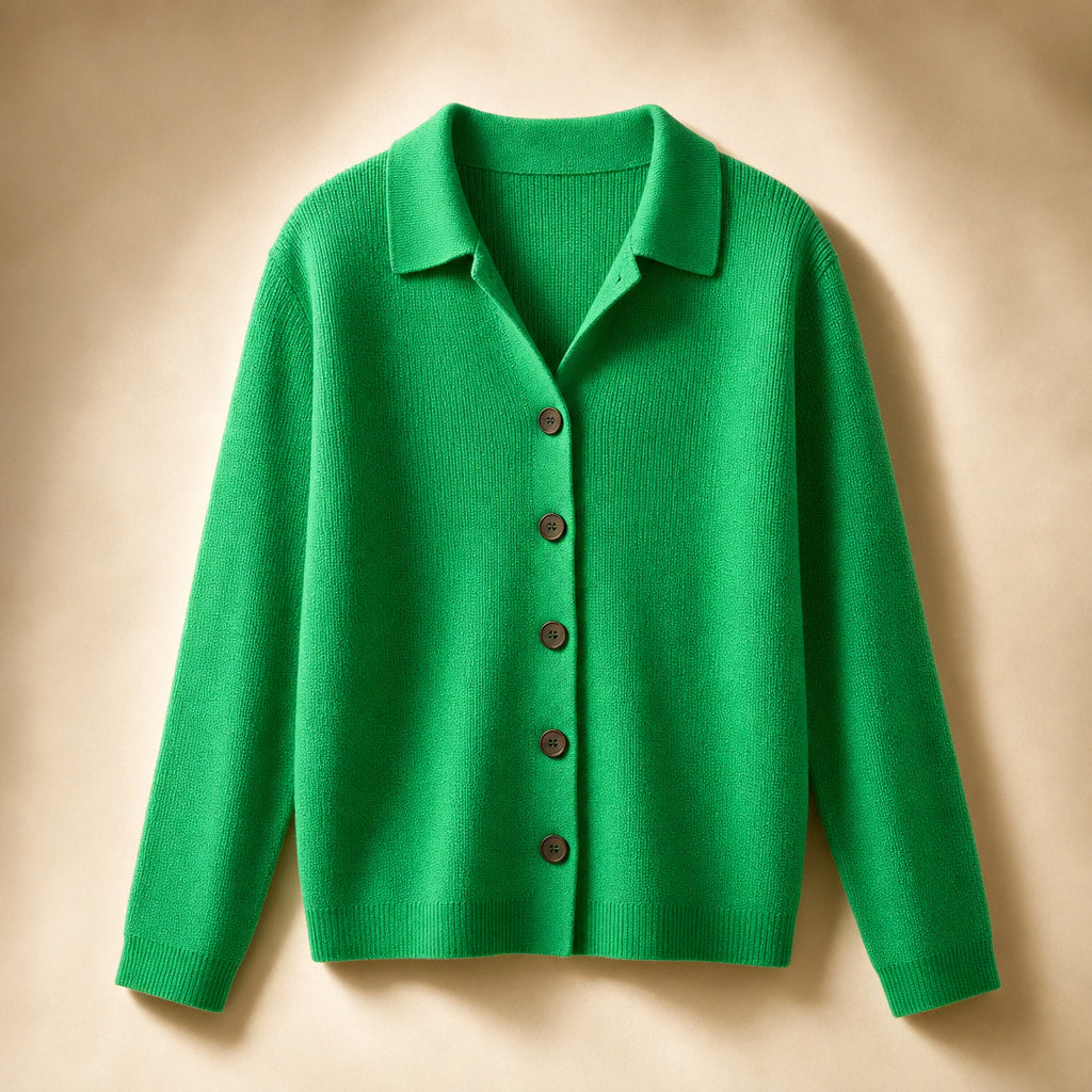 Soft Casual Women's Button-Up Knit Cardigan Green – Product Photo