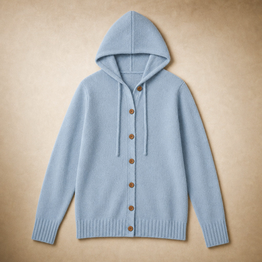 Soft Hooded Women's Cardigan Blue – Product Photo