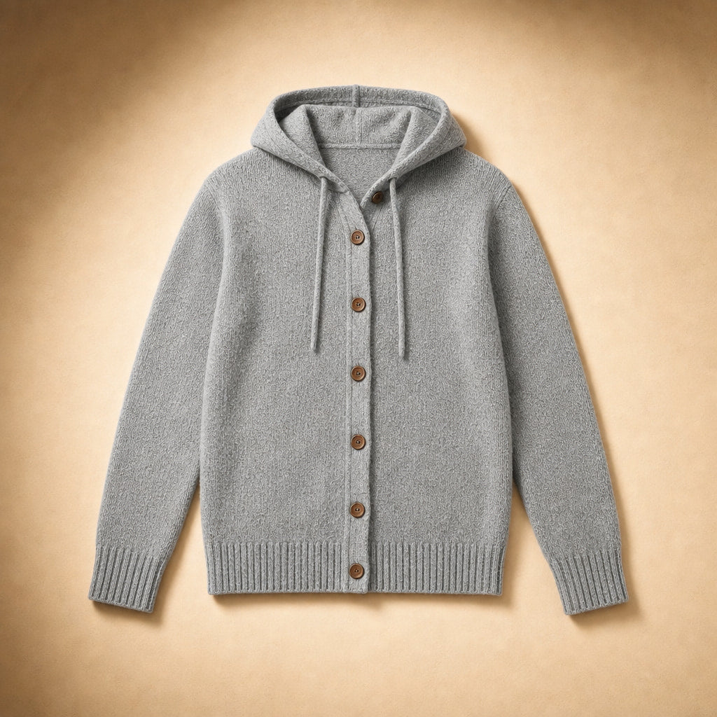 Soft Hooded Women's Cardigan Gray – Product Photo