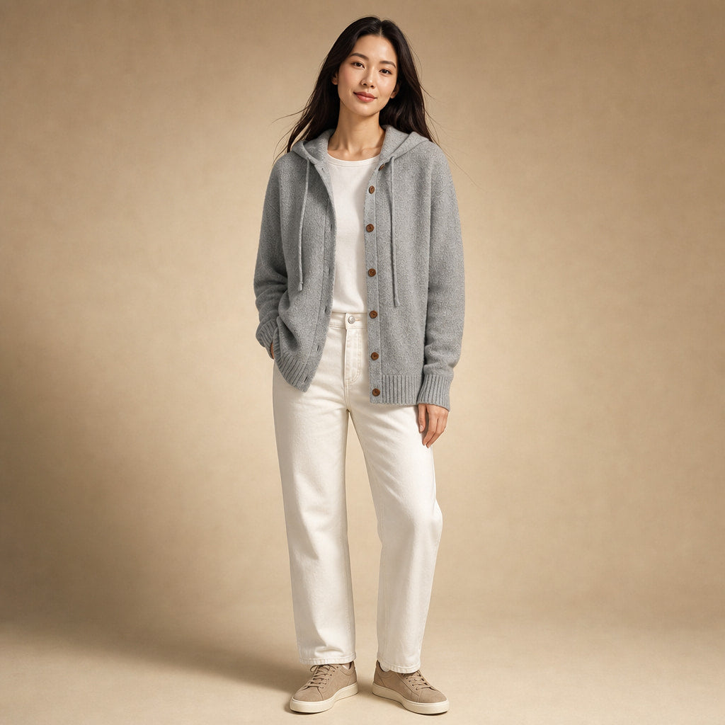Soft Hooded Women's Cardigan in Gray – Mampierimoda Premium Womenswear