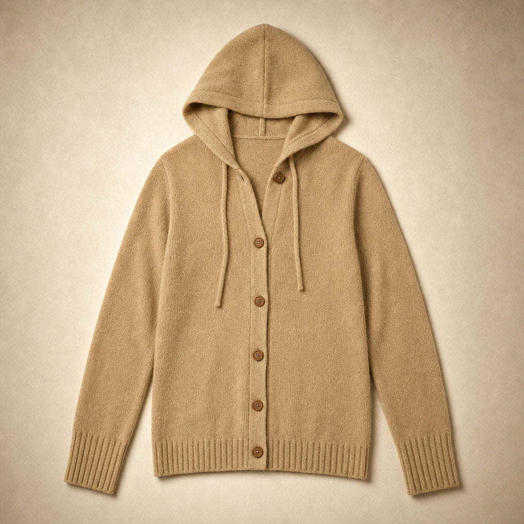 Soft Hooded Women's Cardigan Khaki – Product Photo