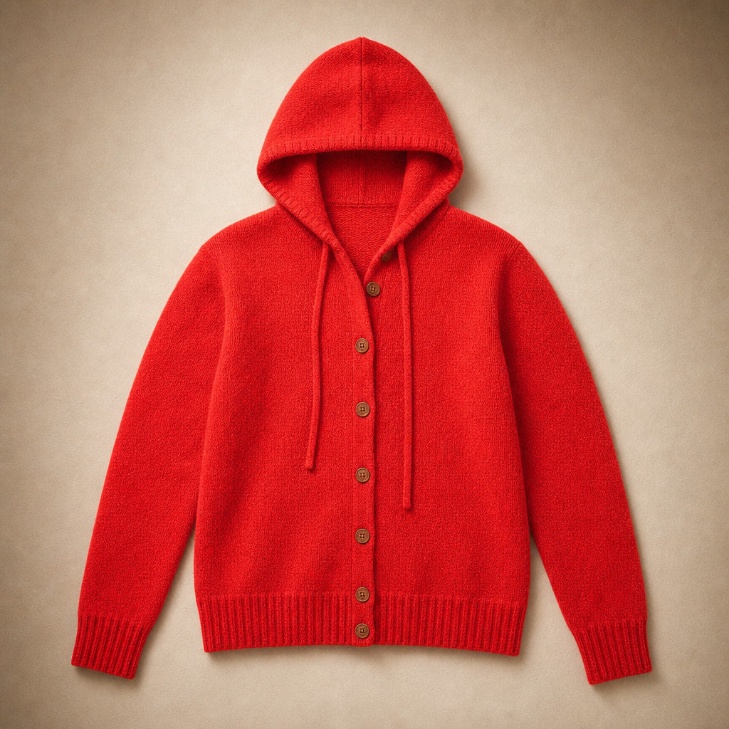 Soft Hooded Women's Cardigan Red – Product Photo