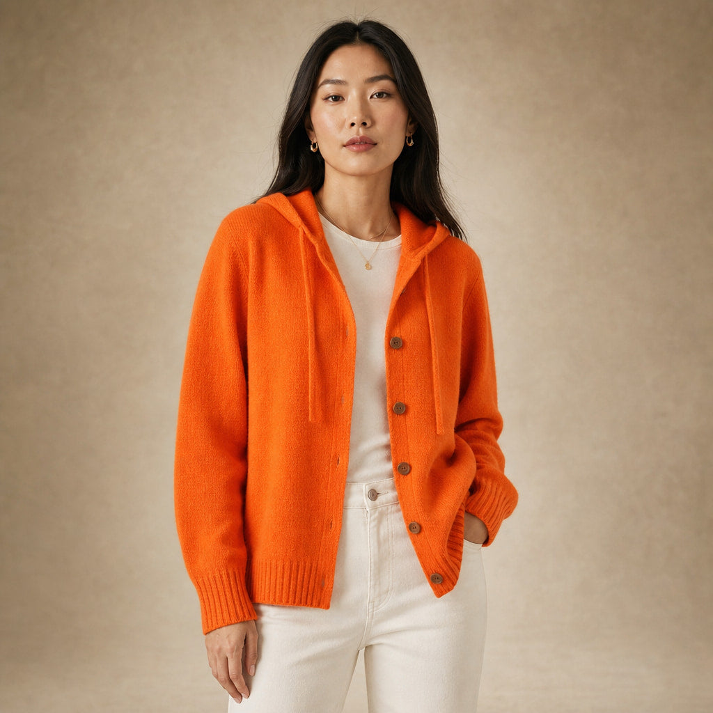 Soft Hooded Women's Cardigan in Red – Mampierimoda Premium Womenswear