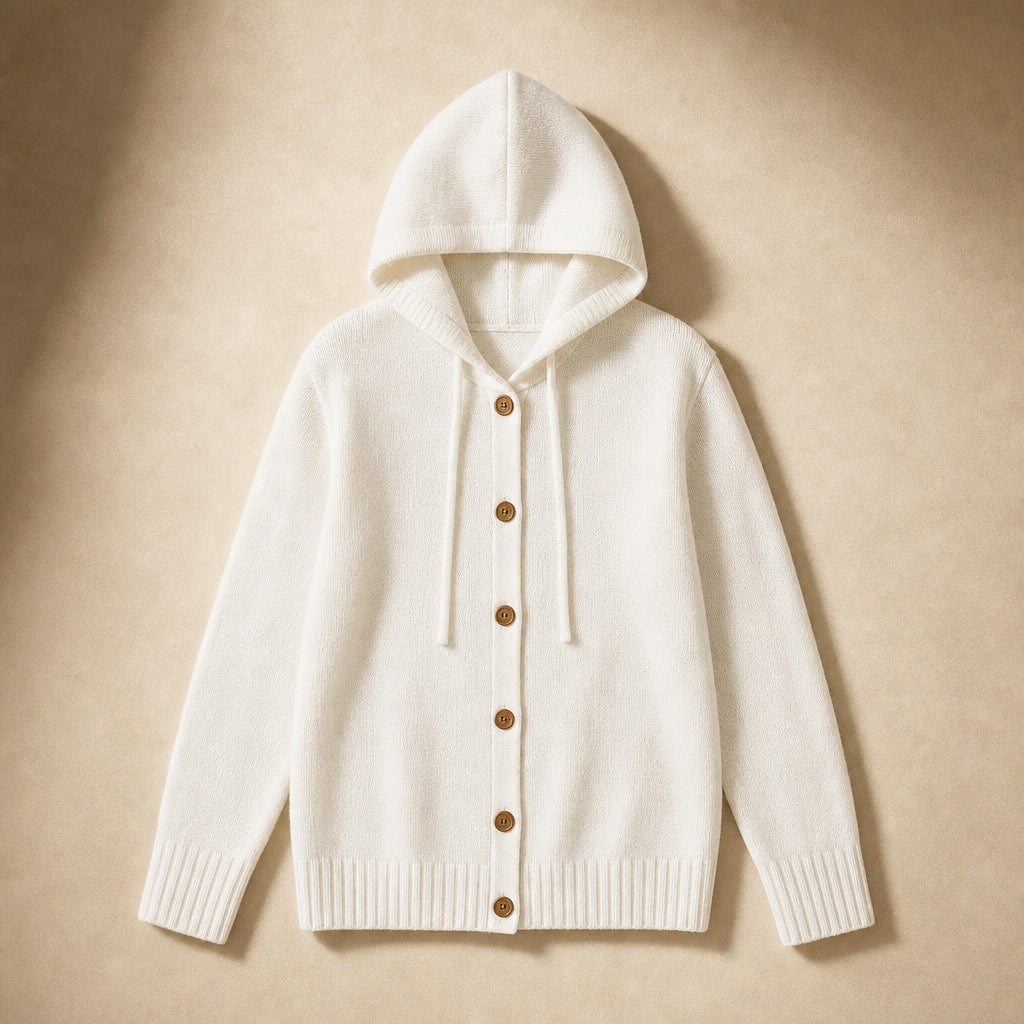 Soft Hooded Women's Cardigan White – Product Photo
