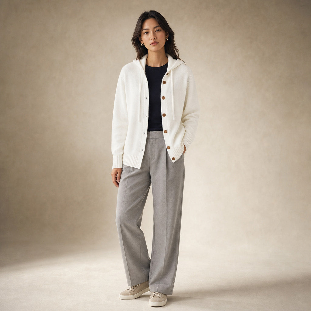 Soft Hooded Women's Cardigan in White – Mampierimoda Premium Womenswear