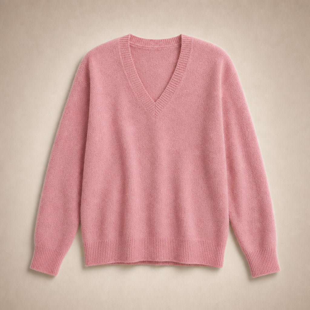 Soft Relaxed-Fit Women's V-Neck Sweater Rosa – Product Photo