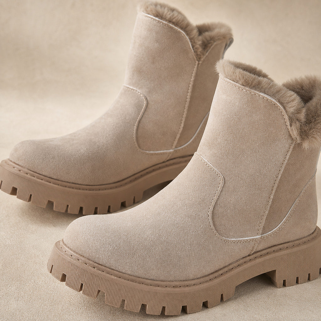 Warm And Cozy Orthopedic Winter Boots Khaki – Fabric and Detail Close-Up