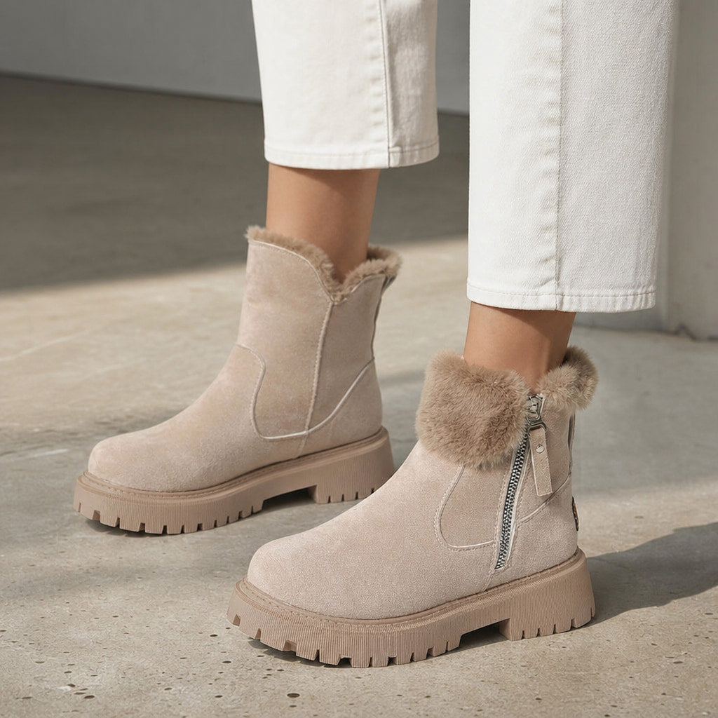 Warm And Cozy Orthopedic Winter Boots Khaki – Styled Editorial Shot, Detail